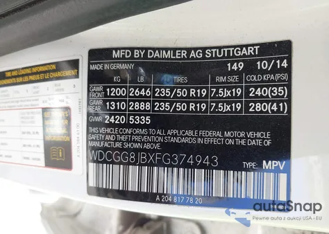 2015 Mercedes-Benz Glk 350 4Matic z USA, uszkodzony, nr VIN WDCGG8JBXFG374943